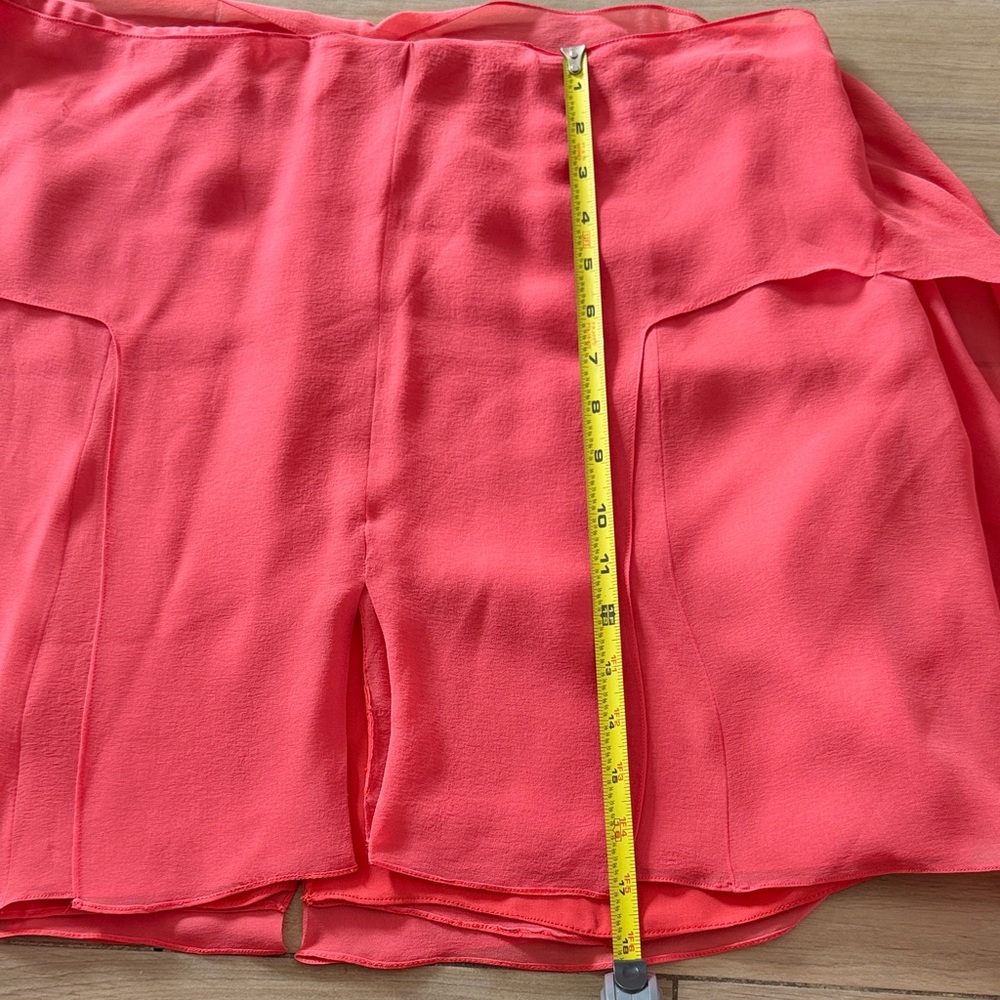 Carolina Herrera New York Coral Pink 100% Silk Chiffon Wrap Skirt Womens Size 14 - Picture 11 of 12